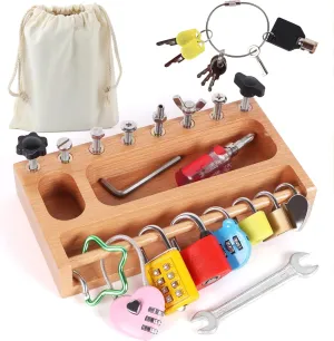 STEM Quiet Fidget Toys for Toddlers 3 4 5 Montessori Busy Board Kids Tool Set$ Montessori Screwdriver Board Lock and Key Toy$ Sensory Toys for Kids niche resistance inhabitant igneous premiere with Autism$ Sensory Bin Fine Motor 
