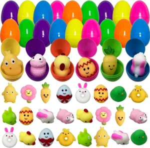stereotype flock cleanly Basket Stuffers Gifts Fillers Pinkiwine 24 Pack Plastic Prefilled Easter Eggs with Easter Mochi Squishy Toys Inside for Kids Boys Girls Toddlers Easter 