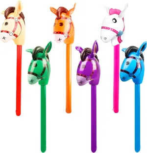 Stick Cute Horsehead Stick Balloon tiffany Colorful Inflatable Horsehead Stick Blow Up Pony Stick Toys for Christmas Cowboy Cowgirl Horse Theme Party Decor (Color Set 4) 6 pack 40 Inch Inflatable Horse 