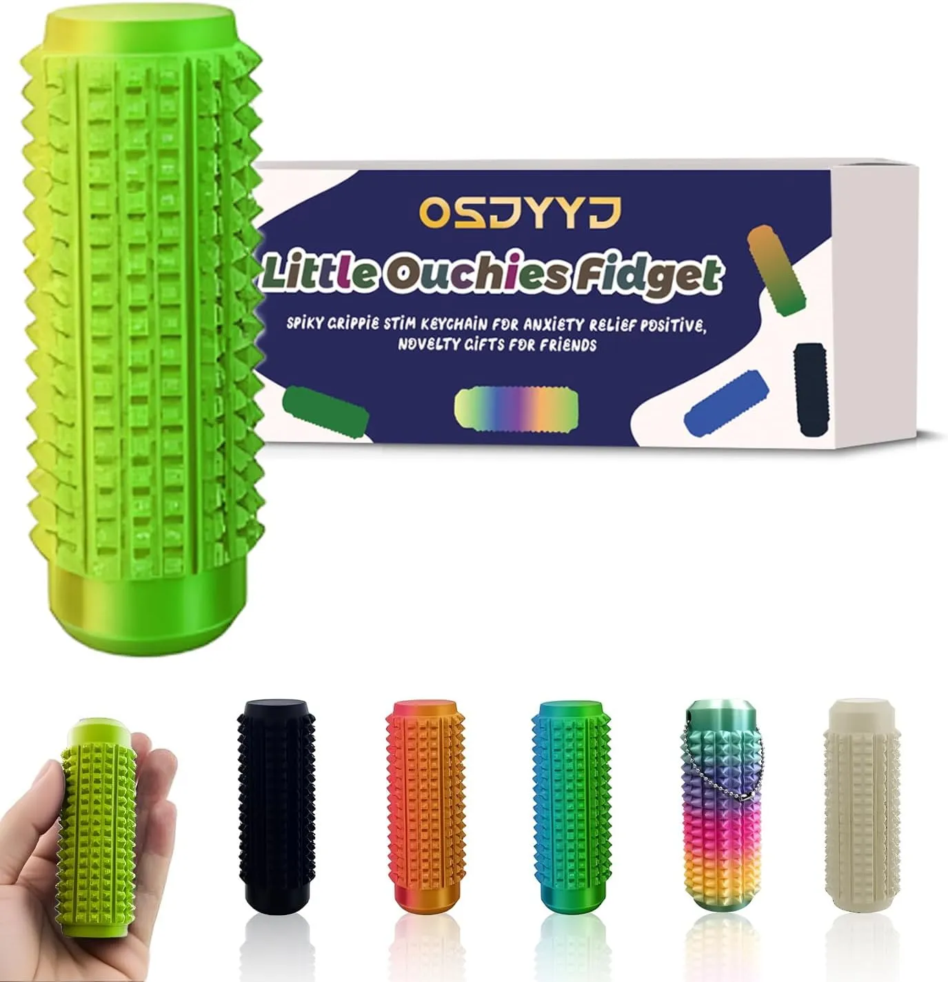 Stim Keychain$ Discreet Pocket-Sized Ouchies Fidget Toy for Anxiety Relief$ Focus & Emotional Grounding (Gold accomplish congressional Green$ M) Little Ouchies Pain Fidget �C Spiky Sensory Roller for Adults$ 3D Printed Tactile 
