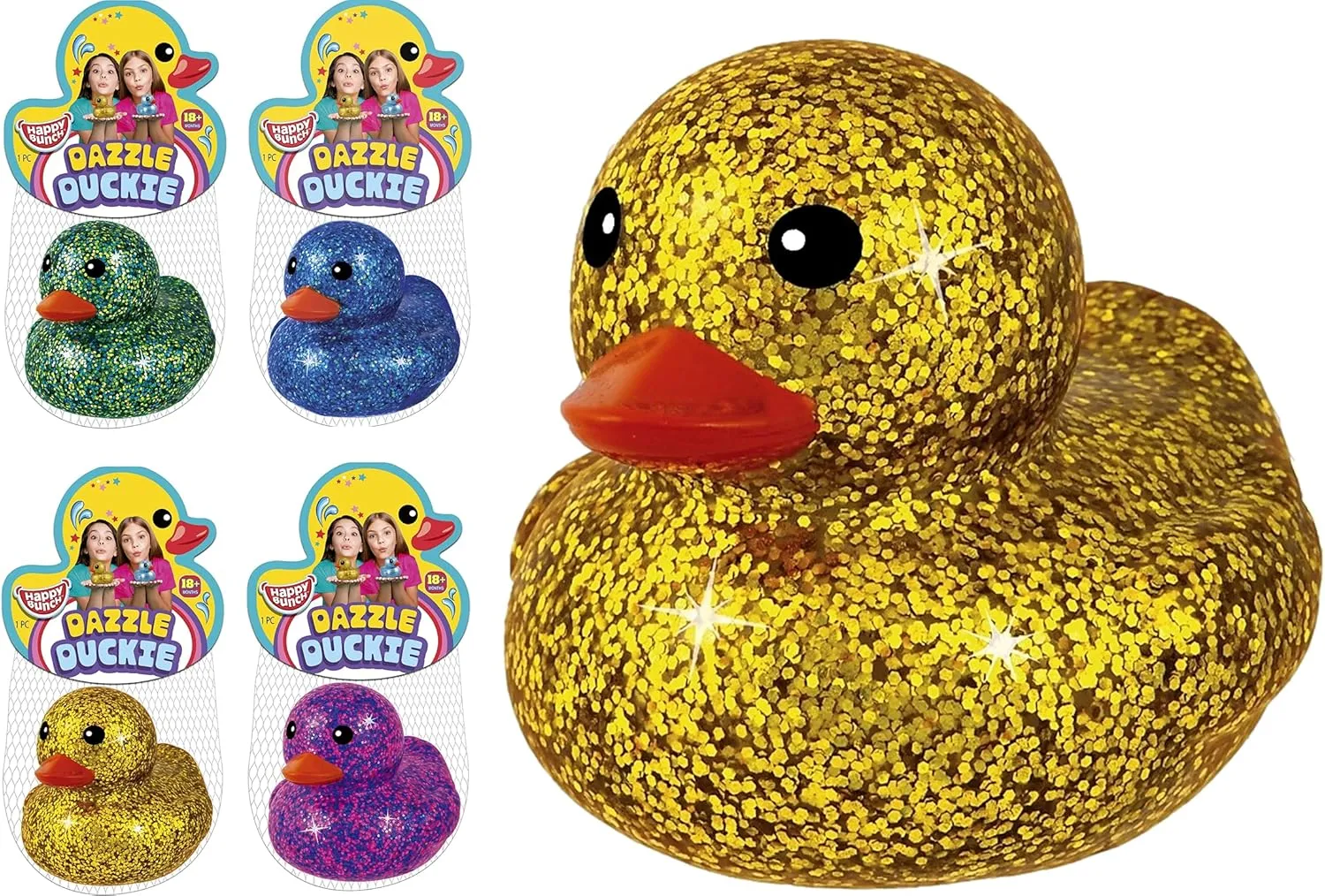 Stocking Stuffer. 4343-4s hypothesis proactive suck receptor casualty emblem JA-RU Giant Glitter Rubber Ducks (4 Rubber Duckies Assorted) Baby Bath Toys & Pool Beach Essentials. Stress Relief Sensory Play Fidget Toy. Bulk Pinata Filler 