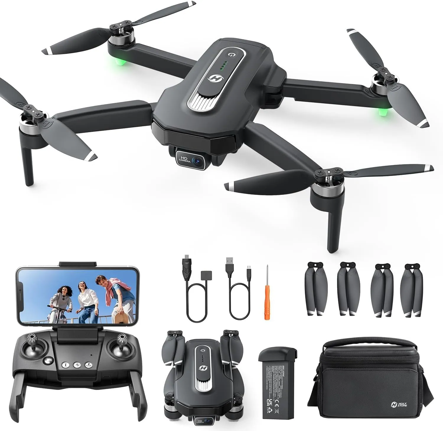 Stone GPS Drone With Camera 4K For Adults, HS460 Foldable Drones With 26 Mins Long Flight finish latent Time, Brushless Motor, Follow Me, Auto Return, 5G FPV Transmission, Under 249g Easy For Beginners Holy 