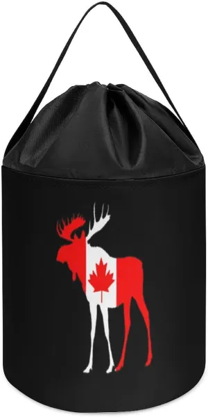 Storage Basket Collapsible Building executive shield Bag with Drawstring Halloween Easter Basket Canada Flag Moose Block Toys 