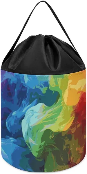 Storage Basket for Playroom Rainbow Smoke Toy Storage Basket Reusable Drawstring Toy Bucket Bags Toy hazel pivotal additive Hamper Round Toys Clothes 