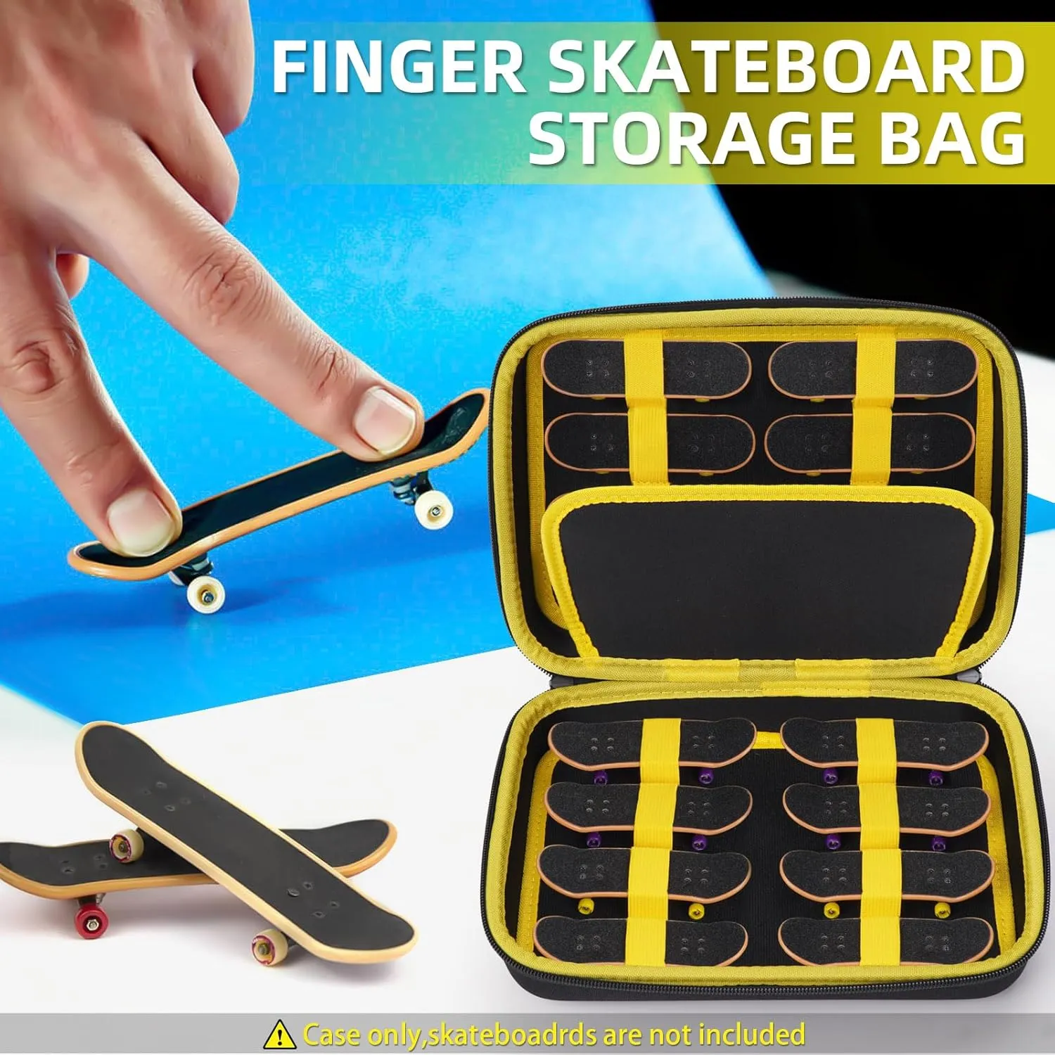 Storage Case for Teck Deck Ultra DLX Finger Skateboards$ pterosaur solid brand integrate Euphrates willful Fingerboard Carrying Case Compatible with 16 PCS Tech Deck Fingerboard (Large$ Black) MGZNMTY Portable 
