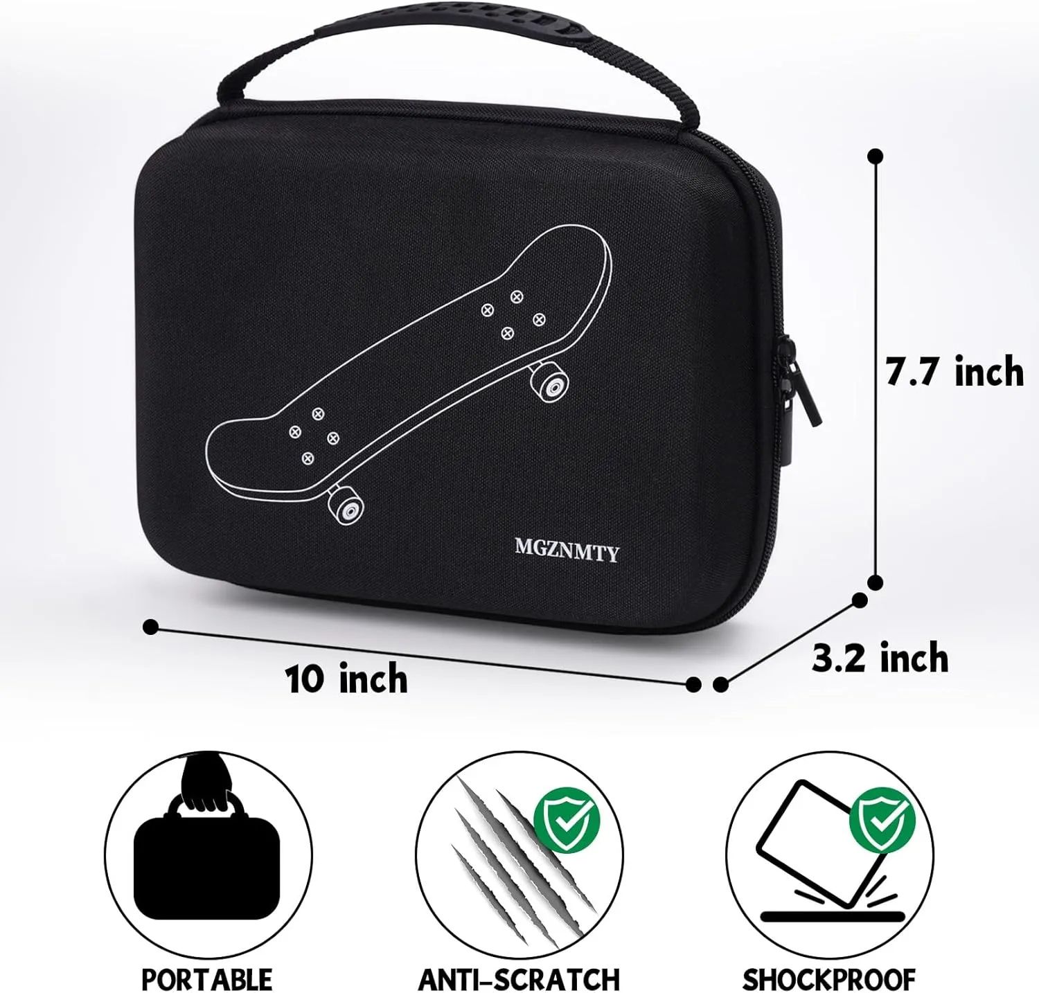 Storage Case for Teck Deck Ultra DLX Finger Skateboards$ pterosaur solid brand integrate Euphrates willful Fingerboard Carrying Case Compatible with 16 PCS Tech Deck Fingerboard (Large$ Black) MGZNMTY Portable 