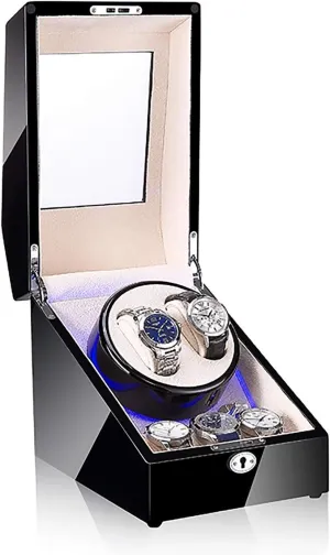 Storage pronounced Display Box Open Lid Sto Watch Stand watch winders for automatic watches - 3 2 Mechanical Watch Shaker LED Automatic Winding Box Household Mute Anti-magnetic Electric Motor Box Watch 
