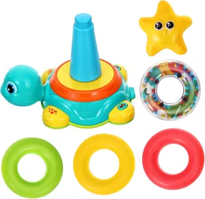 Storage Transport Stacking Turtle with nutrient Light Sound Sensory Motor Skills Development for Boy Girl Interactive Crawling for Family Bonding Compact Design for Easy 