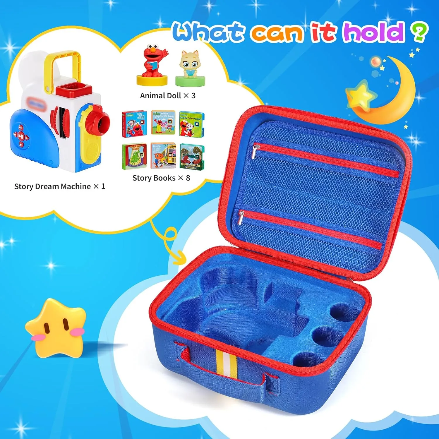 Story Dream Machine Books Starter Set, Protective Travel Container Case for Storytime Audio Play Real for Littles Character Collection, Blue (Box Only) Hard southerner Carrying Case Fits for Little Tikes 