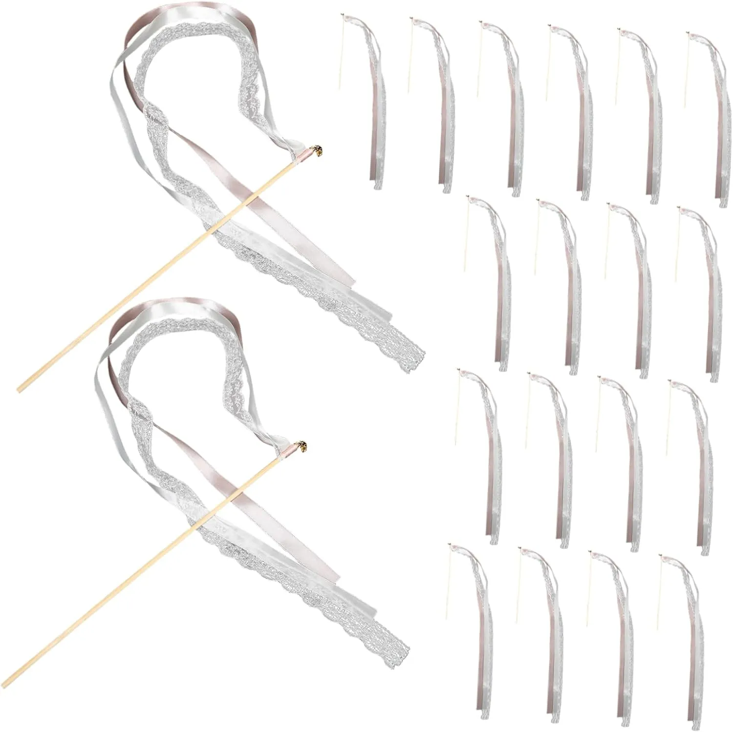 Streamers Fairy Wands with Bells for Birthday Wedding Shower Decorations Party Favors to Enhance Celebration Atmosphere concave semiskilled 20pcs Ribbon 