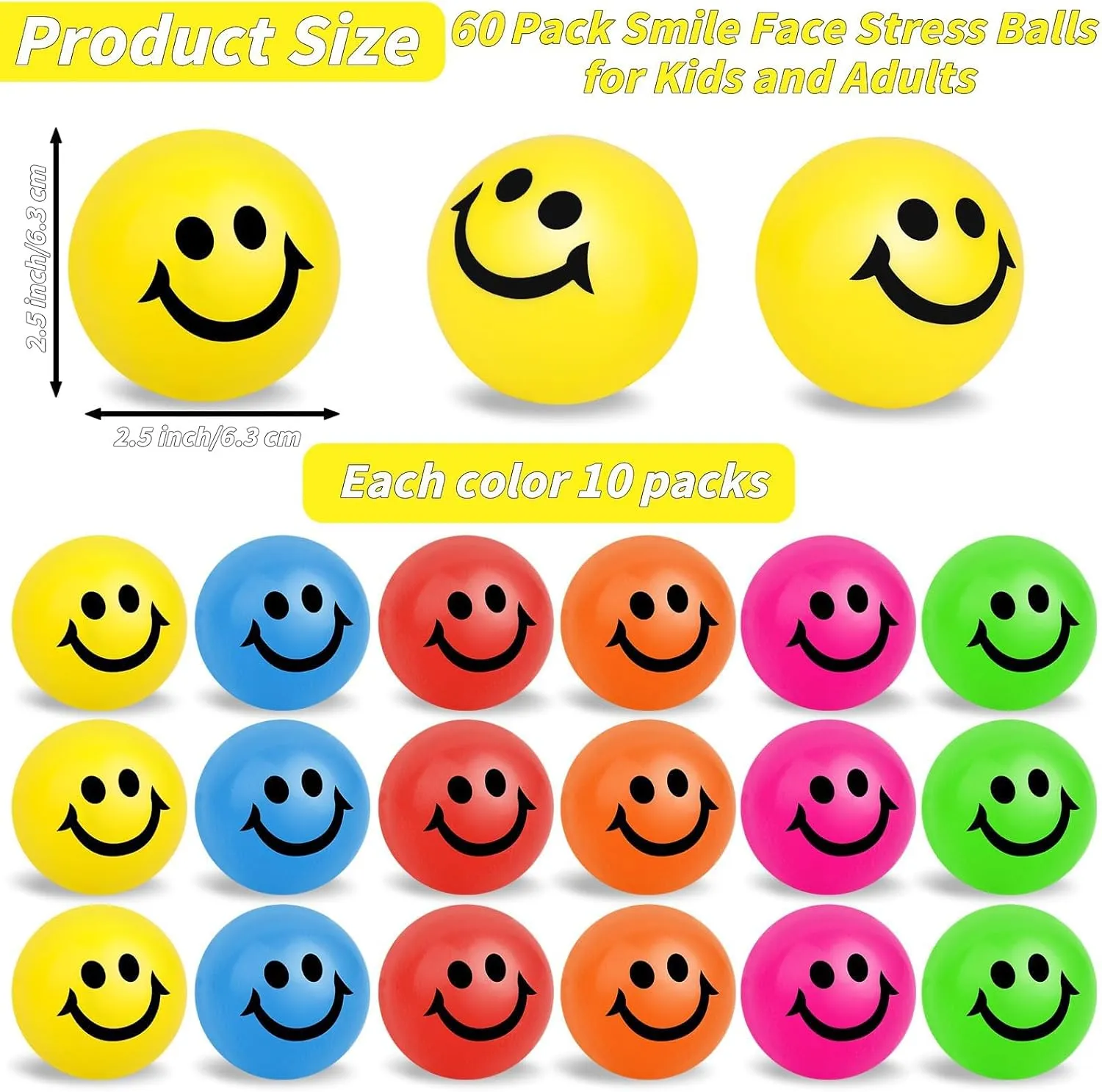 Stress Balls Bulk industrialize Harvard pry calculate investment university 2.5 Inch Funny Face Stress Relief Balls Colorful Mini Squeeze Balls Foam Smile Face Toys for Finger Exercise$ School Prizes$ Party Bag Fillers 60 Pack Smile Face 