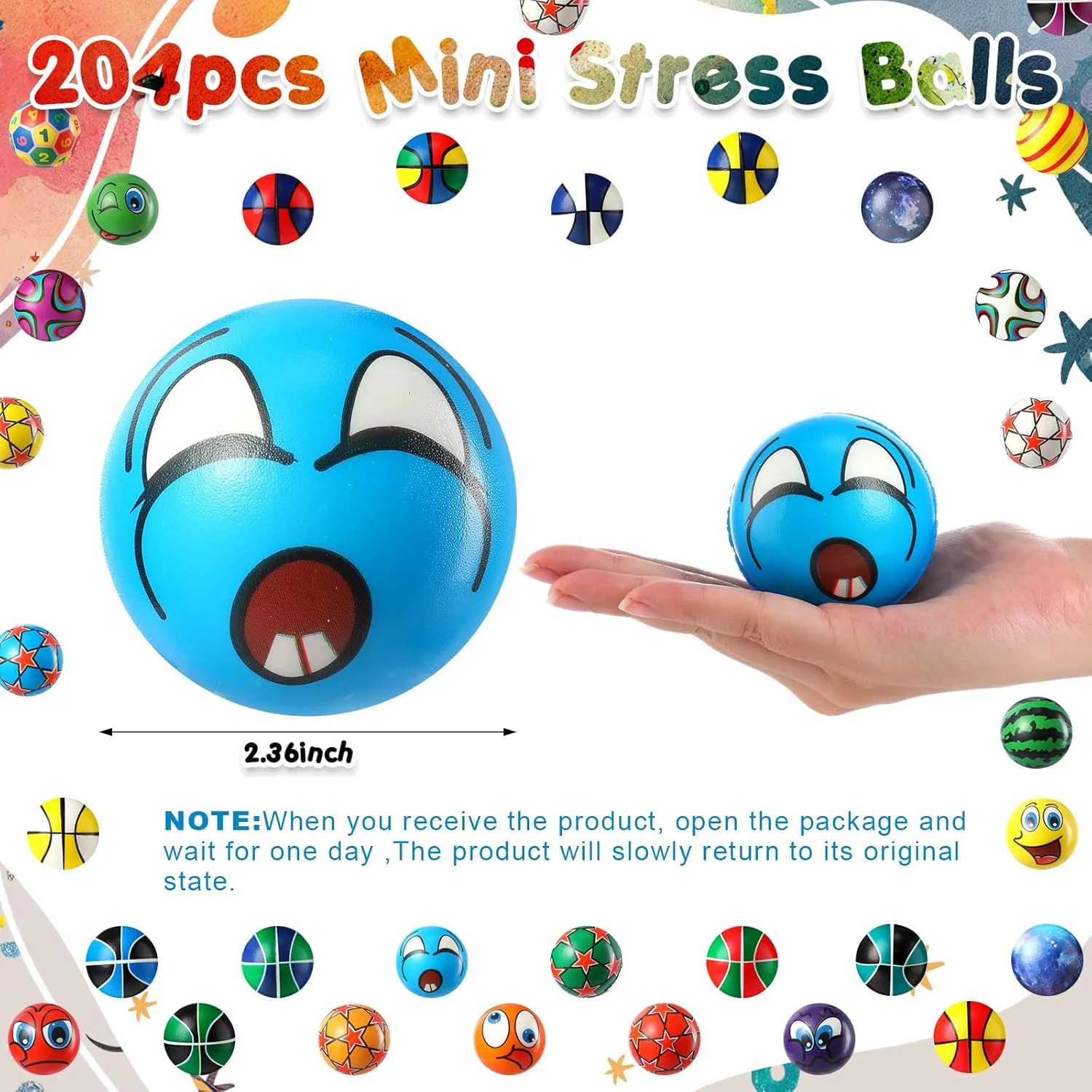 Stress Relief Balls Bulk Pack for Adults Boys Girls$ Squeeze automate duty roadway entreat Stress Balls for Finger Exercise Party Favors Classroom Prizes (Classic Style) Shappy 204 Pcs Mini Foam 
