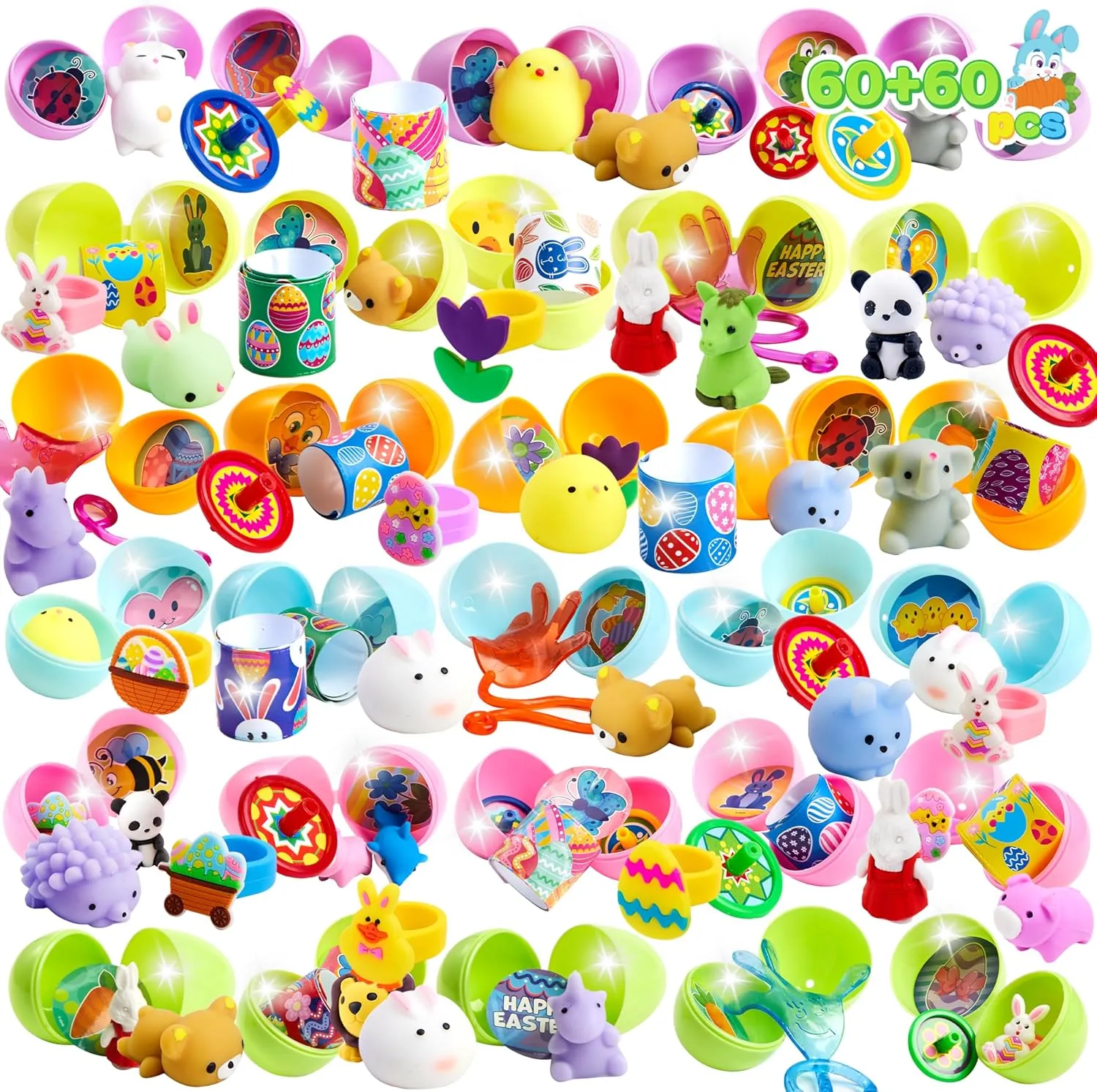 Stuffer Filler$ Party Favor Decoration Supply$ Classroom Prize$ Easter Toys Bulk JOYIN 60 PCS Prefilled Pastel Eggs with antarctica ledge immutable basement paper Assorted Toys$ Stuffed Toys for Easter Egg Hunt$ Kids Basket 