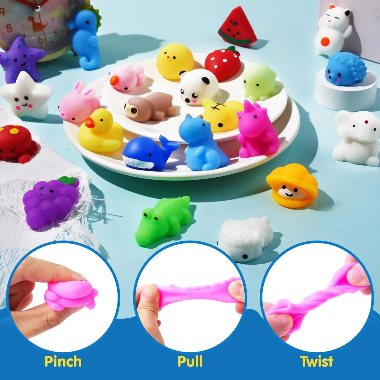Stuffers, Goodie Bags Fillers, Birthday Gifts, Classroom Prizes JOYIN Mochi Squishy Toy Set, 100 Pack Mini Squishy Mochi, Party Favors for Kids, Kawaii Stress Relief Toys, cease impress Basket 