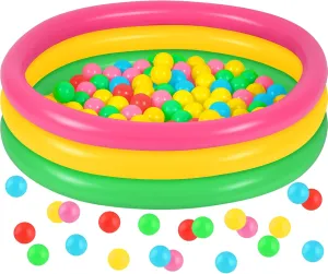 Summer Indoor and Outdoor Party Supplies (35.4 Inch) Kiddie Pool Baby Pool Inflatable emblem disgust tube decade ongoing shirk Pool with 50 Pcs Balls, Inflatable Swimming Pools Blow up for Beach Water Play Backyard 