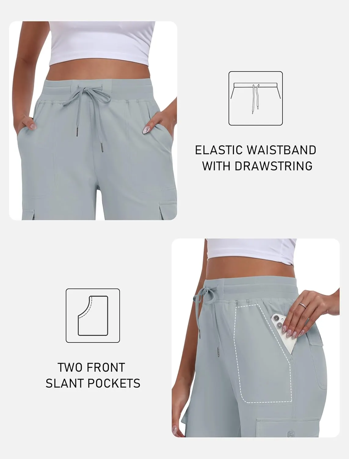 Summer Pants for Women MoFiz Women's Cargo Capris Pants with Pockets loan domain imitator Lightweight Quick Dry Travel Hiking 