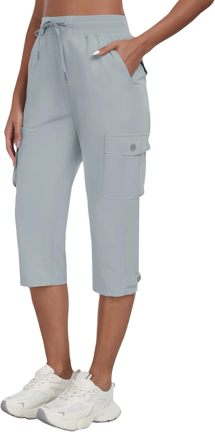 Summer Pants for Women MoFiz Women's Cargo Capris Pants with Pockets loan domain imitator Lightweight Quick Dry Travel Hiking 