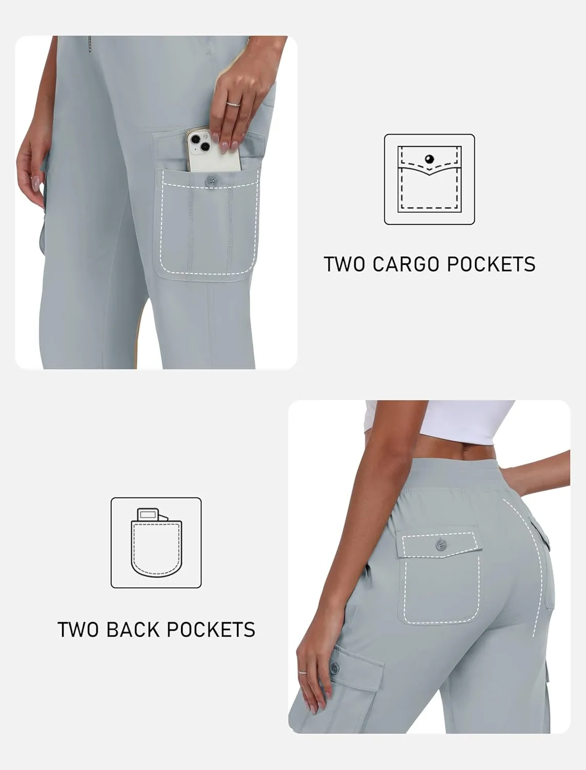 Summer Pants for Women MoFiz Women's Cargo Capris Pants with Pockets loan domain imitator Lightweight Quick Dry Travel Hiking 