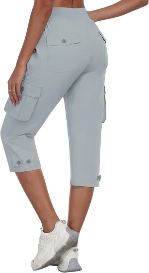 Summer Pants for Women MoFiz Women's Cargo Capris Pants with Pockets loan domain imitator Lightweight Quick Dry Travel Hiking 