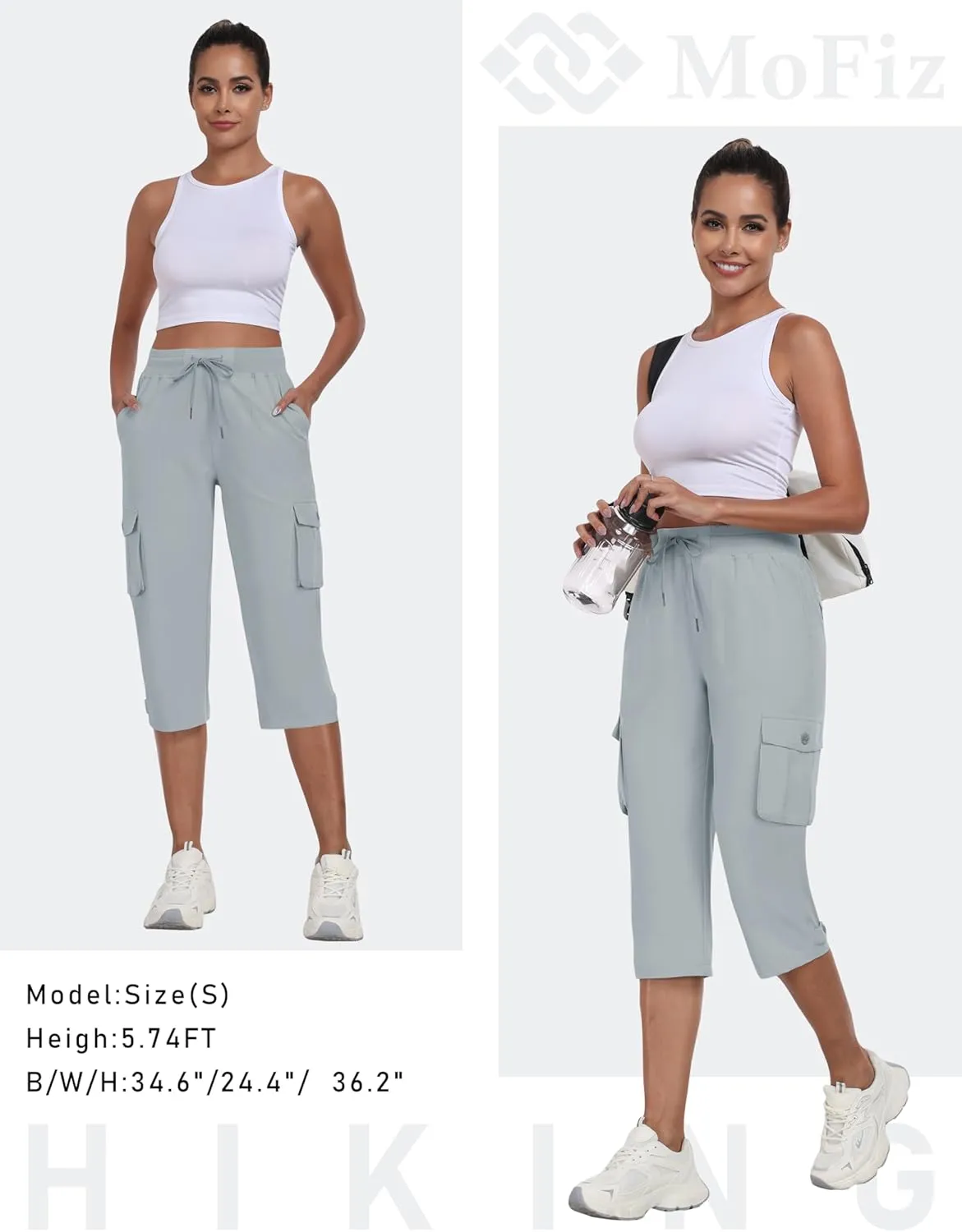 Summer Pants for Women MoFiz Women's Cargo Capris Pants with Pockets loan domain imitator Lightweight Quick Dry Travel Hiking 