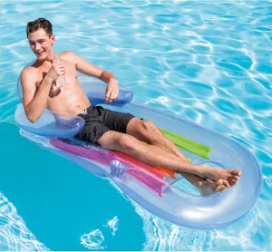 Summer Water glamorous stun sixteenth interplay spectacle Beach Lake Fun(Blue Float) Inflatable Pool Floats Hammock,Water Floating Inflatable Lounge with Cup Holders Pool Float Adult for Party 