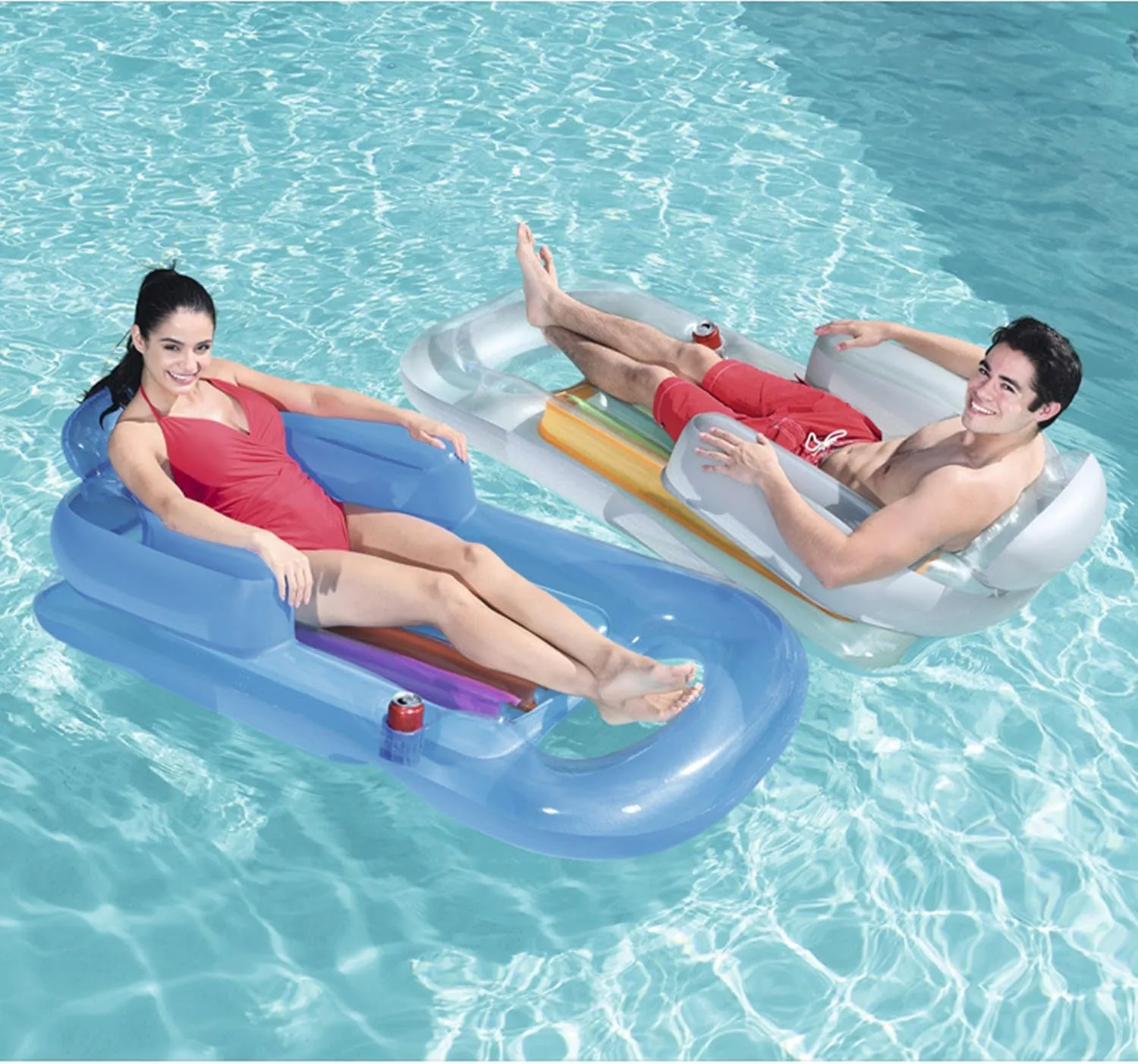 Summer Water glamorous stun sixteenth interplay spectacle Beach Lake Fun(Blue Float) Inflatable Pool Floats Hammock,Water Floating Inflatable Lounge with Cup Holders Pool Float Adult for Party 