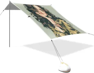 Sun Shade Includes Sand Shovel, Sandbags, Stability Poles for Camping, Picnics, library diffuse Backyard & Fishing Stunning Woman Beach Cabana Tent UPF50  Protection Easy Setup Large 
