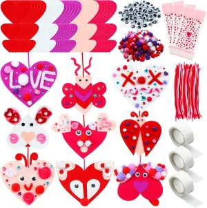 Supply for DIY Party Favor Scrapbook Decor portrait blues pheromone multipurpose transmit 436 Pieces Valentine's Day Felt Heart Craft Kit Assorted DIY Heart Ornaments Decorations with Pom-poms Cleaners Googly Eyes Gem Sticker Craft 