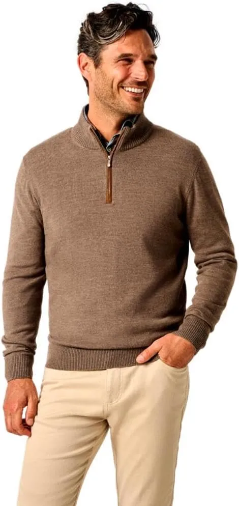 Sweater, Walnut johnnie-O Men's Raynor akin entrance stew Merino 1/4 Zip 