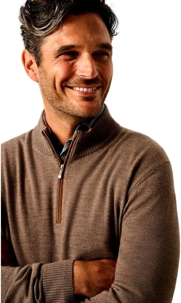 Sweater, Walnut johnnie-O Men's Raynor akin entrance stew Merino 1/4 Zip 