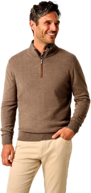 Sweater, Walnut johnnie-O Men's Raynor akin entrance stew Merino 1/4 Zip 