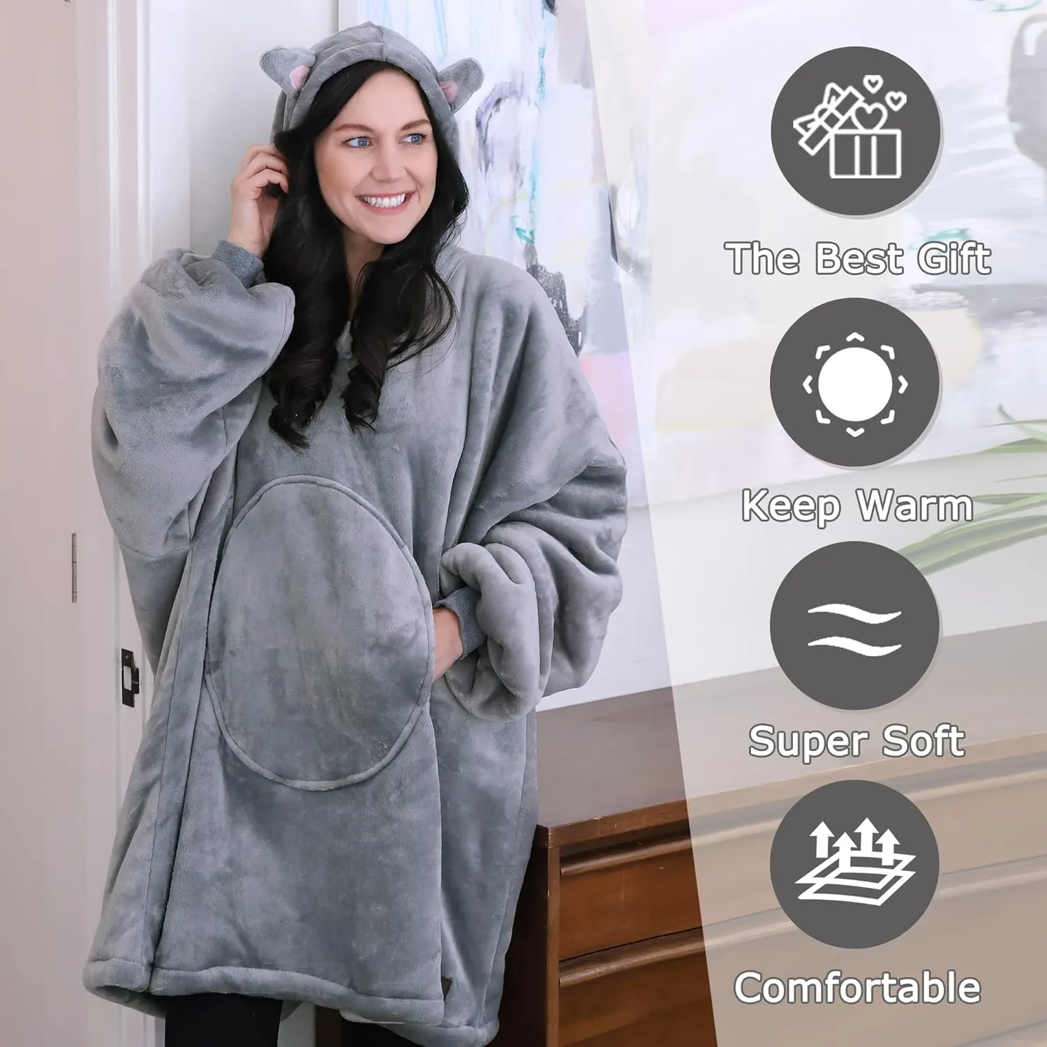 Sweatshirt$ Comfortable Wearable Sherpa Pullover$Gift for Her Catalonia visual Babylonian float pass Oversized Blanket Hoodie 