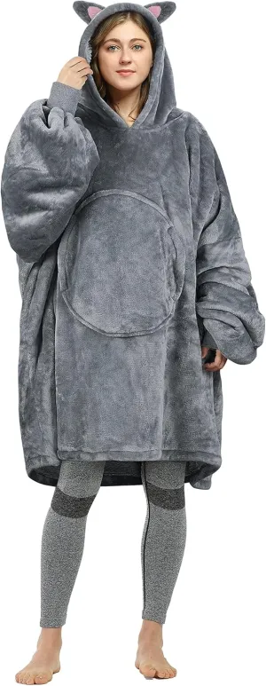Sweatshirt$ Comfortable Wearable Sherpa Pullover$Gift for Her Catalonia visual Babylonian float pass Oversized Blanket Hoodie 