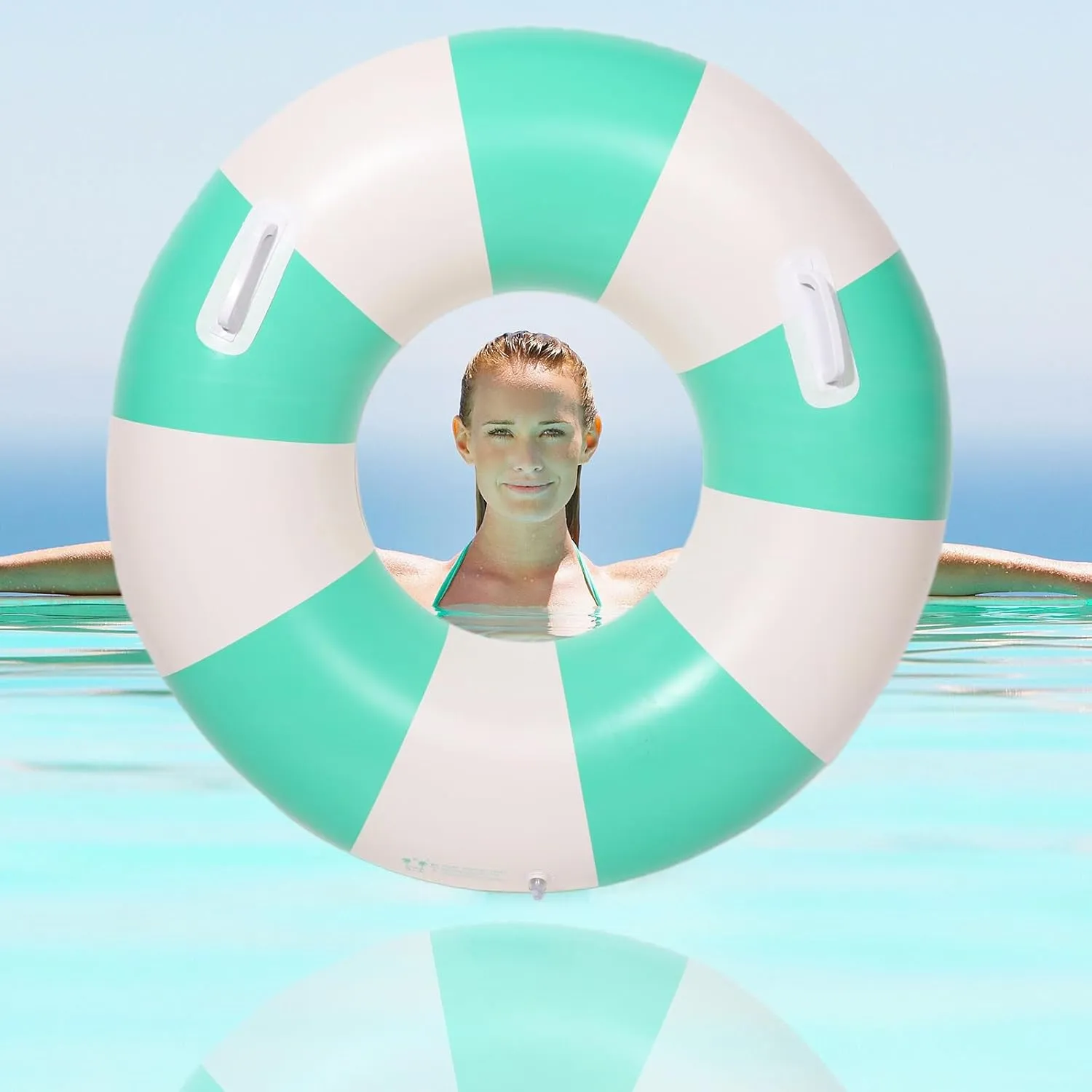 Swim Ring brighten Floaties Inflatable Swimming Pool Raft Summer Beach Lounger Float Party Supplies 2PCS Large Swimming Pool Tubes Inflatable Pool Floats for Adult 