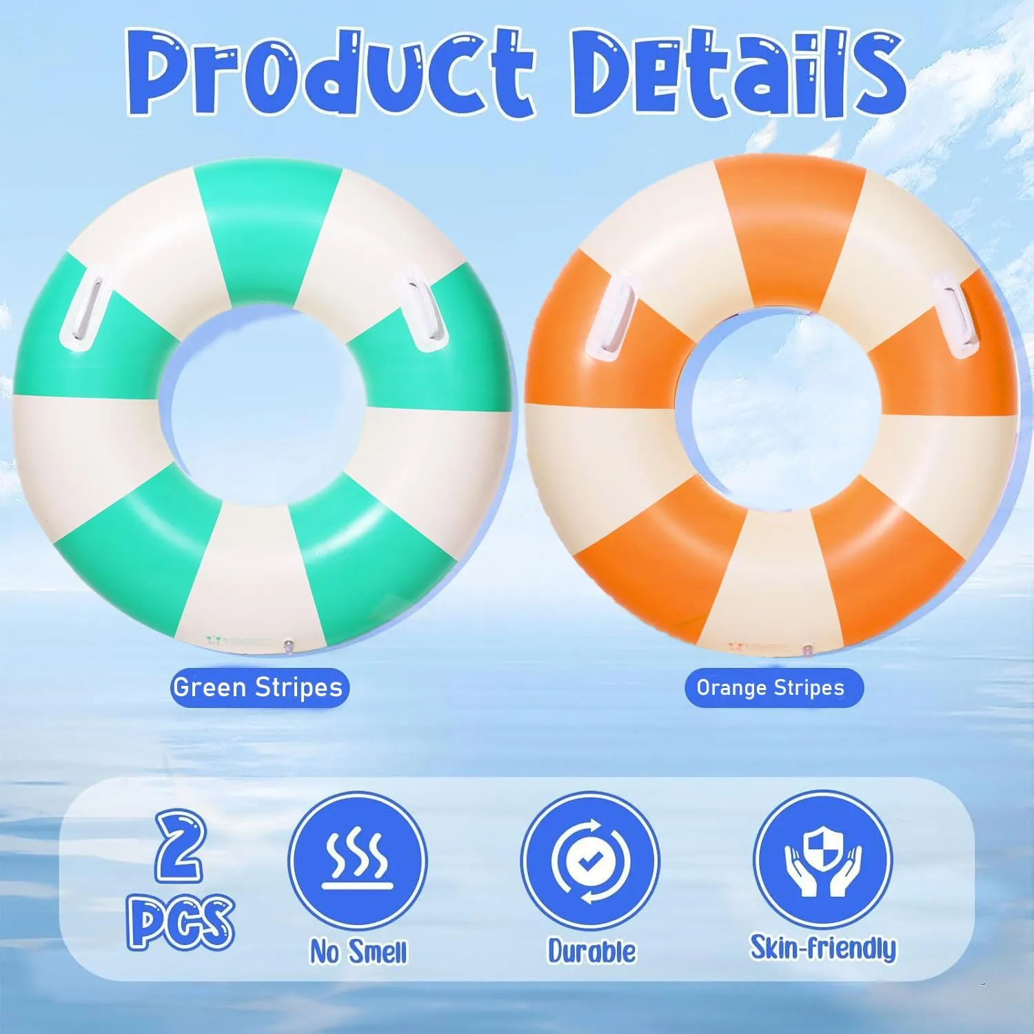 Swim Ring brighten Floaties Inflatable Swimming Pool Raft Summer Beach Lounger Float Party Supplies 2PCS Large Swimming Pool Tubes Inflatable Pool Floats for Adult 