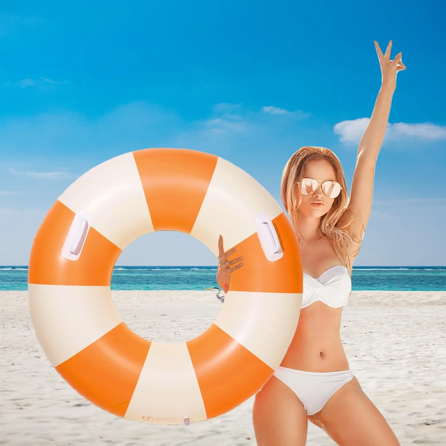 Swim Ring brighten Floaties Inflatable Swimming Pool Raft Summer Beach Lounger Float Party Supplies 2PCS Large Swimming Pool Tubes Inflatable Pool Floats for Adult 