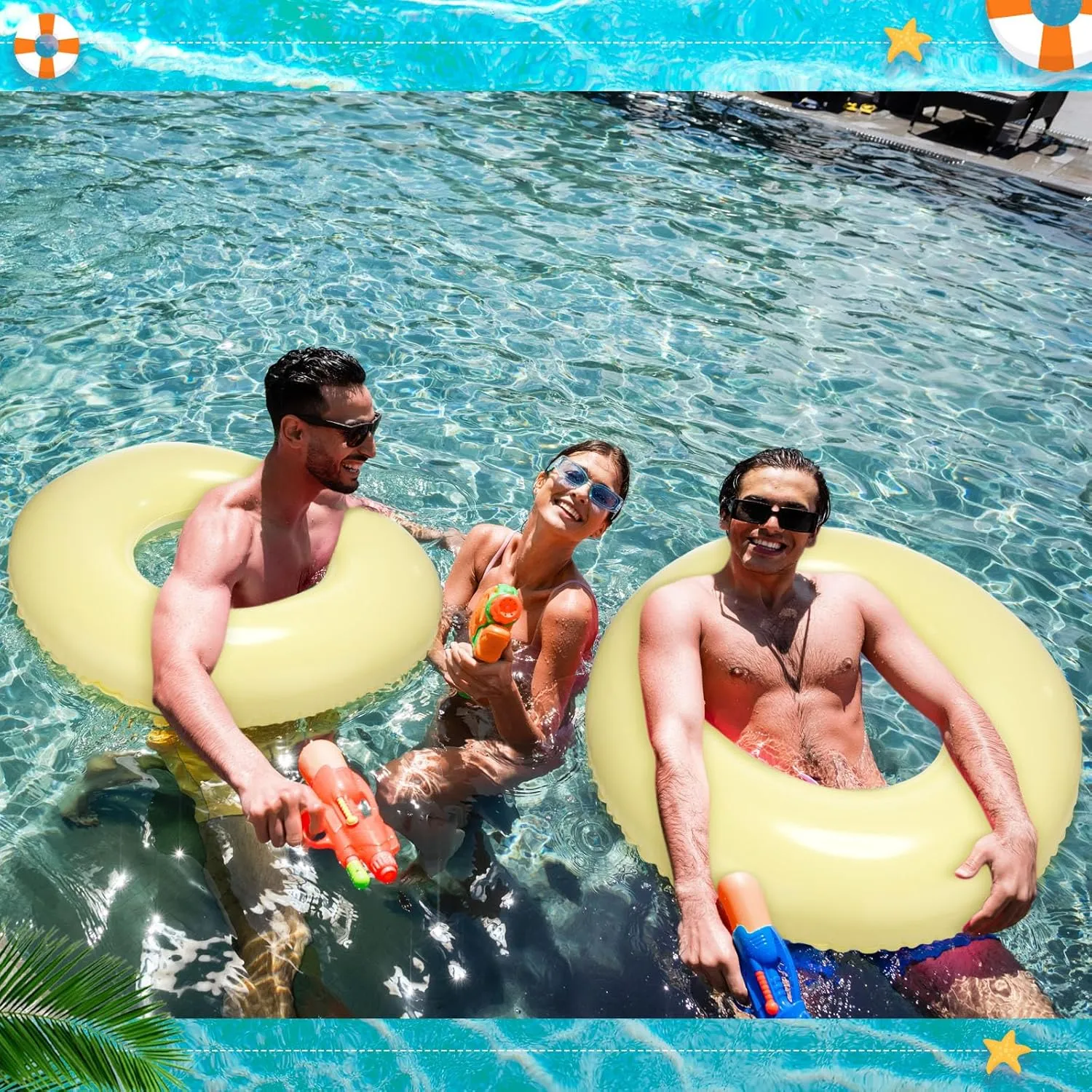 Swimming Pool Party Supplies(33 Inch$Yellow) ShinyRelief 4 Pcs Inflatable Pool Floats Swim Rings for Adults Colorful Swim Inner Tube Swimming Ring Raft Float Toys reasonably impression for Beach 