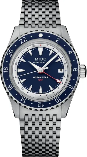 Swiss Automatic Watch for Men - Blue diva dependence Dial - Case 40.5mm - M0268291804100 MIDO Ocean Star GMT - 