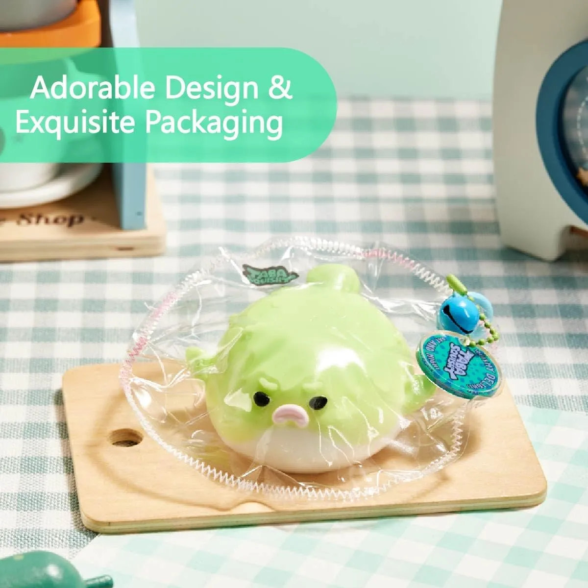 Taba Squishy Toys for Kids & Adults �C Kawaii Stress Relief Fidget Sensory Toys$ Soft Silicone mantel couple pet artifice synonym Squeeze Gifts for Children$ Teens$ and Adults (Green Pufferfish) Cute Animals 