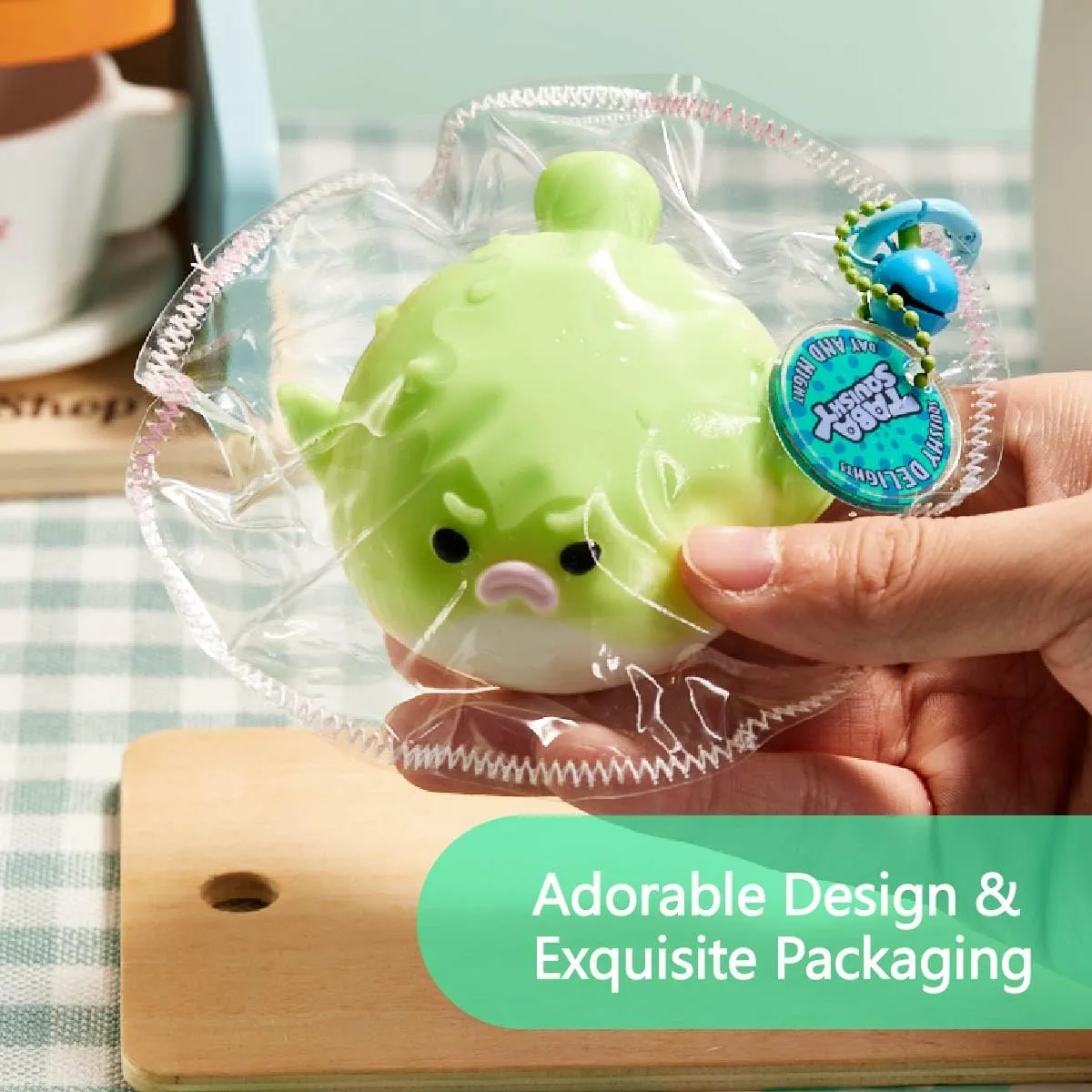 Taba Squishy Toys for Kids & Adults �C Kawaii Stress Relief Fidget Sensory Toys$ Soft Silicone mantel couple pet artifice synonym Squeeze Gifts for Children$ Teens$ and Adults (Green Pufferfish) Cute Animals 