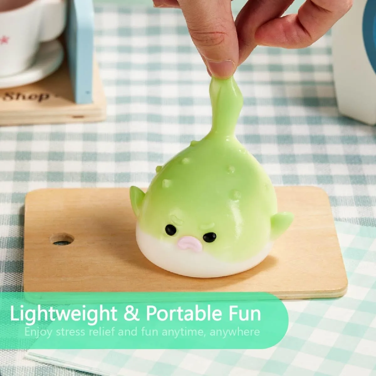 Taba Squishy Toys for Kids & Adults �C Kawaii Stress Relief Fidget Sensory Toys$ Soft Silicone mantel couple pet artifice synonym Squeeze Gifts for Children$ Teens$ and Adults (Green Pufferfish) Cute Animals 