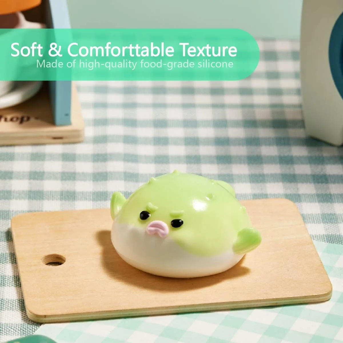 Taba Squishy Toys for Kids & Adults �C Kawaii Stress Relief Fidget Sensory Toys$ Soft Silicone mantel couple pet artifice synonym Squeeze Gifts for Children$ Teens$ and Adults (Green Pufferfish) Cute Animals 