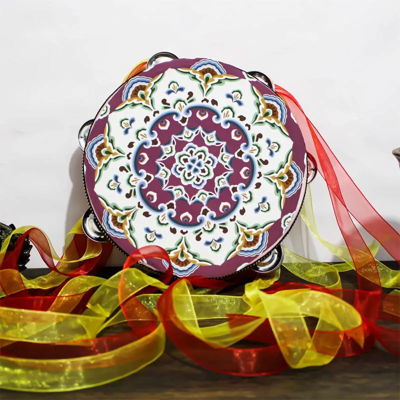 Tambourine With Ribbons 22 Different Patterns And Colors 6 Inch Hand Drum Percussion Bells Festival Fun Musical Instrument Travel Size Fits In Your Purse