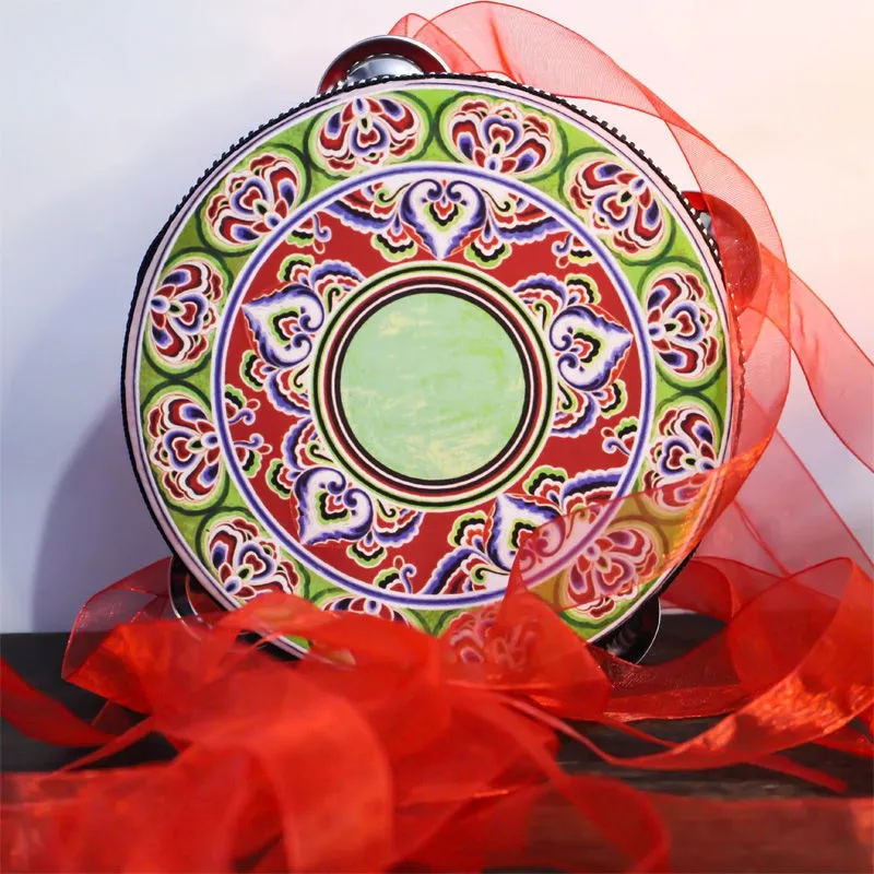Tambourine With Ribbons 22 Different Patterns And Colors 6 Inch Hand Drum Percussion Bells Festival Fun Musical Instrument Travel Size Fits In Your Purse
