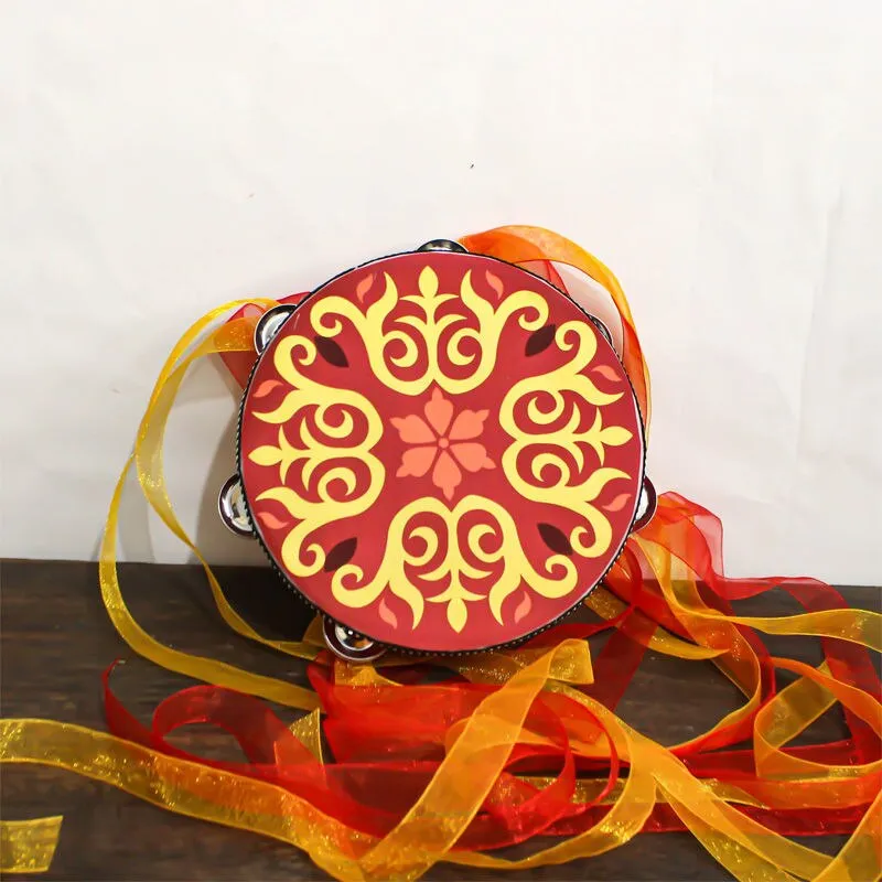 Tambourine With Ribbons 22 Different Patterns And Colors 6 Inch Hand Drum Percussion Bells Festival Fun Musical Instrument Travel Size Fits In Your Purse