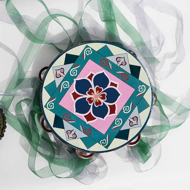 Tambourine With Ribbons 22 Different Patterns And Colors 6 Inch Hand Drum Percussion Bells Festival Fun Musical Instrument Travel Size Fits In Your Purse