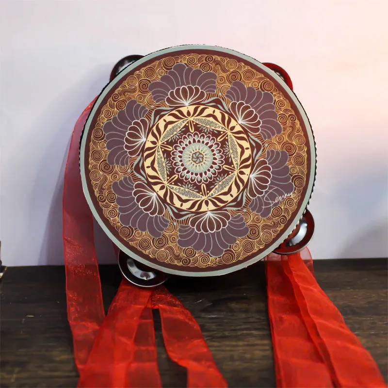 Tambourine With Ribbons 22 Different Patterns And Colors 6 Inch Hand Drum Percussion Bells Festival Fun Musical Instrument Travel Size Fits In Your Purse