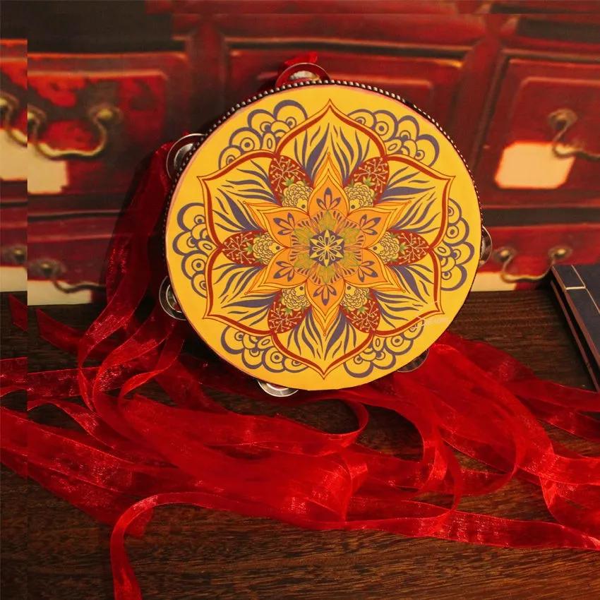 Tambourine With Ribbons 22 Different Patterns And Colors 6 Inch Hand Drum Percussion Bells Festival Fun Musical Instrument Travel Size Fits In Your Purse