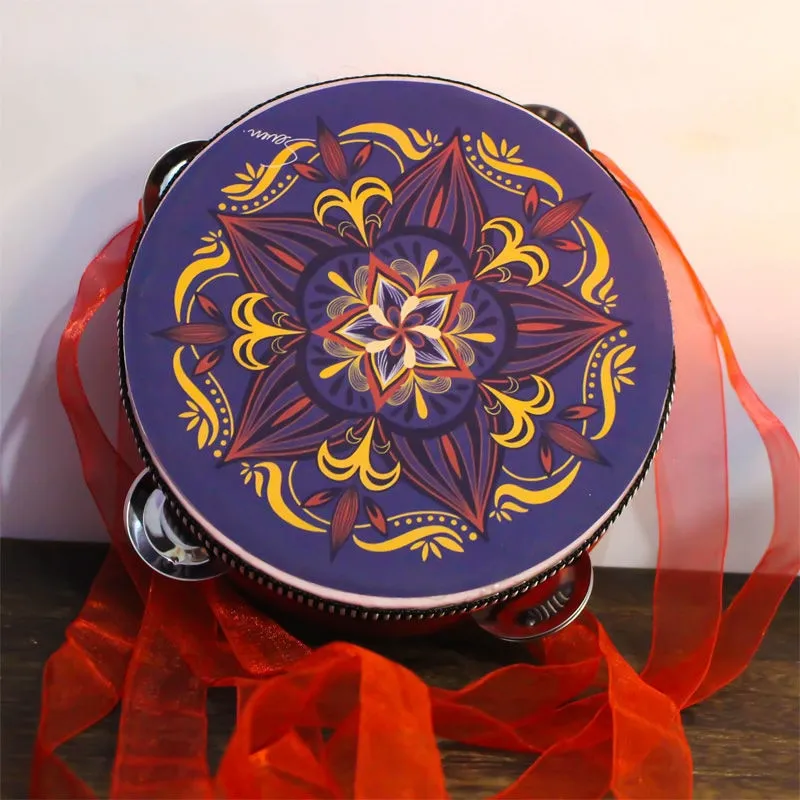 Tambourine With Ribbons 22 Different Patterns And Colors 6 Inch Hand Drum Percussion Bells Festival Fun Musical Instrument Travel Size Fits In Your Purse