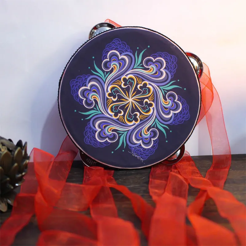 Tambourine With Ribbons 22 Different Patterns And Colors 6 Inch Hand Drum Percussion Bells Festival Fun Musical Instrument Travel Size Fits In Your Purse